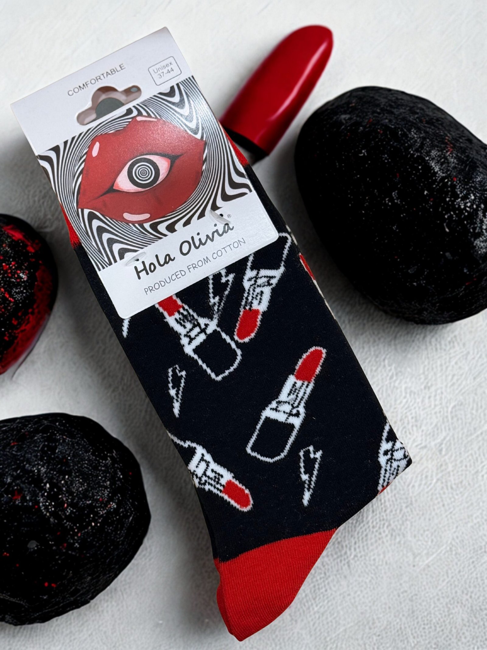Chaussettes rouge à lèvres